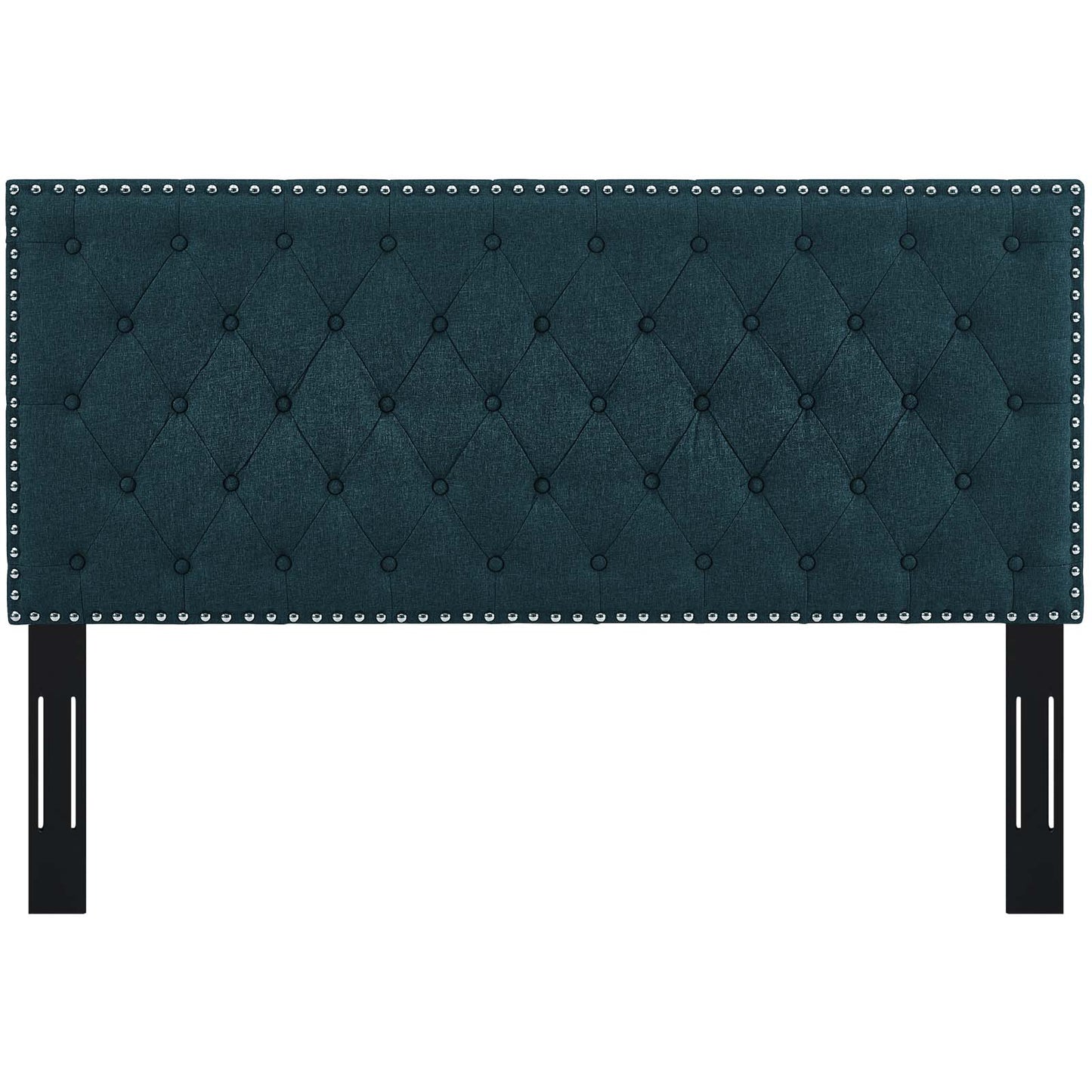 Helena Tufted Twin Upholstered Linen Fabric Headboard, Fabric, Navy Blue, 17679