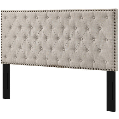 Helena Tufted Twin Upholstered Linen Fabric Headboard, Fabric, Beige, 17680