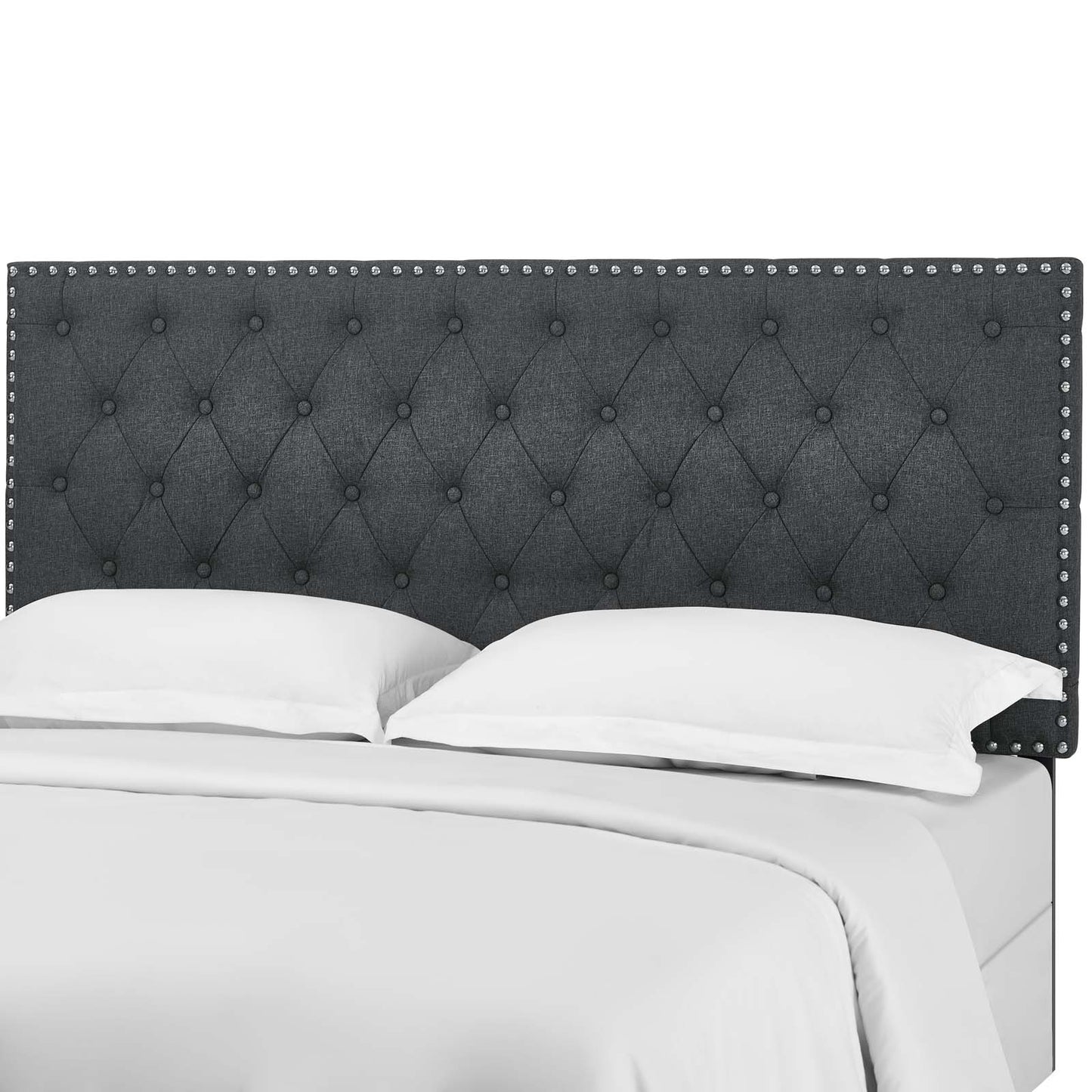 Helena Tufted Twin Upholstered Linen Fabric Headboard, Fabric, Grey Gray, 17681