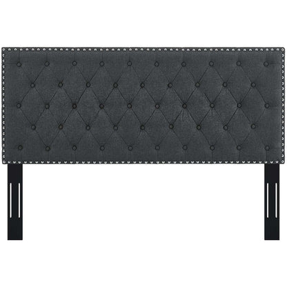 Helena Tufted Twin Upholstered Linen Fabric Headboard, Fabric, Grey Gray, 17681