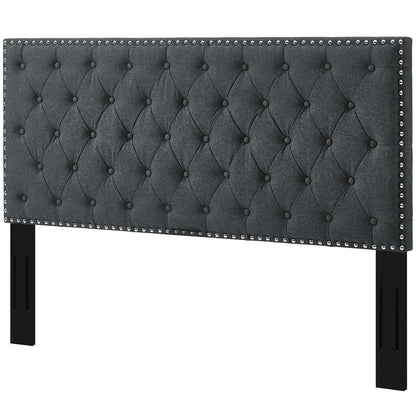 Helena Tufted Full / Queen Upholstered Linen Fabric Headboard, Fabric, Grey Gray, 17686