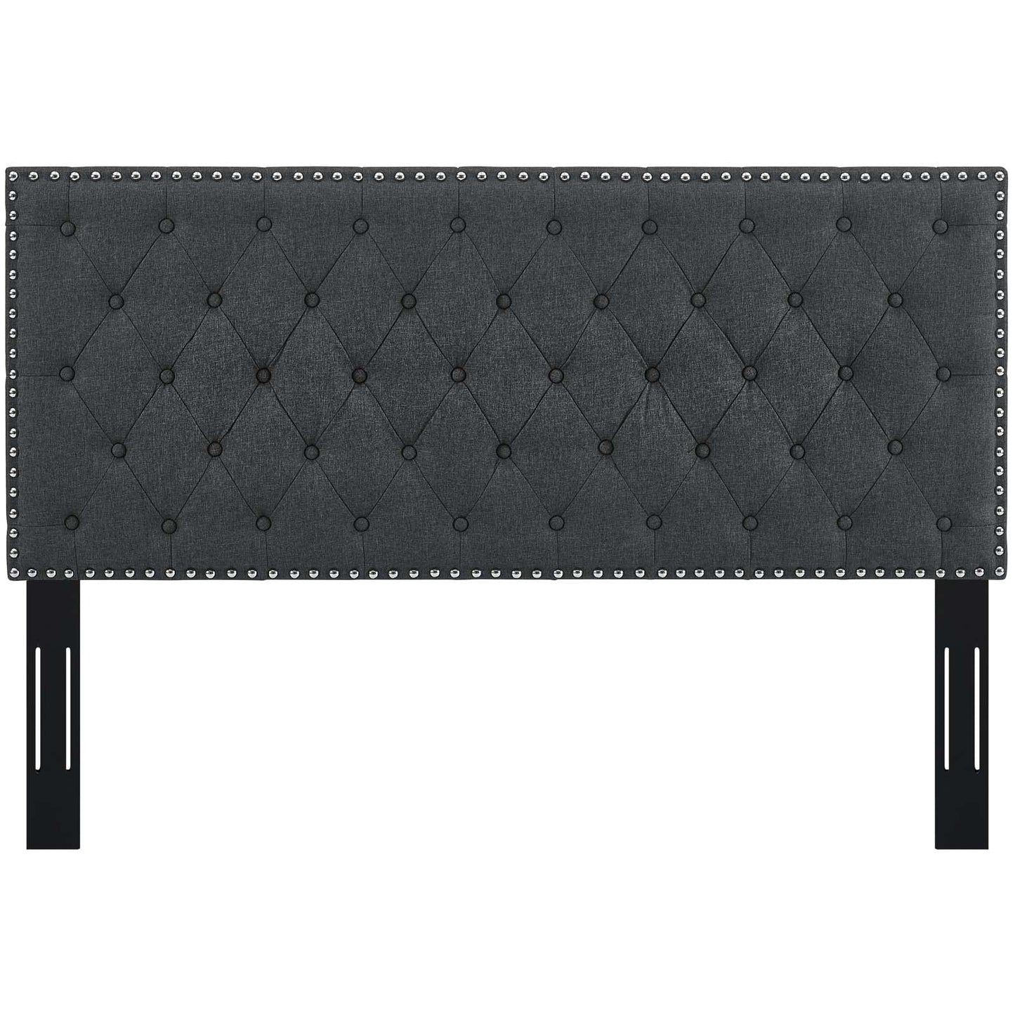 Helena Tufted Full / Queen Upholstered Linen Fabric Headboard, Fabric, Grey Gray, 17686