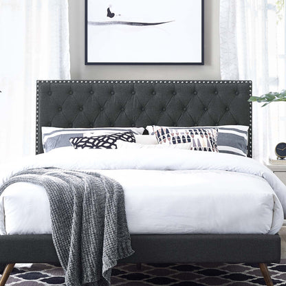 Helena Tufted Full / Queen Upholstered Linen Fabric Headboard, Fabric, Grey Gray, 17686