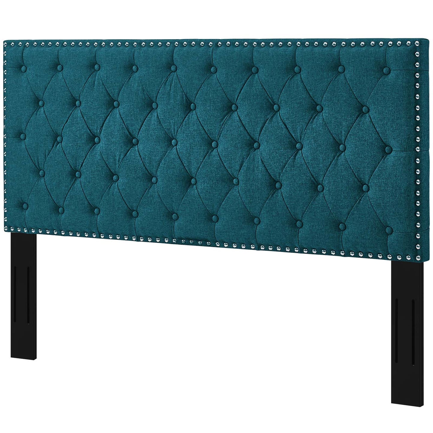 Helena Tufted Full / Queen Upholstered Linen Fabric Headboard, Fabric, Aqua Blue, 17687