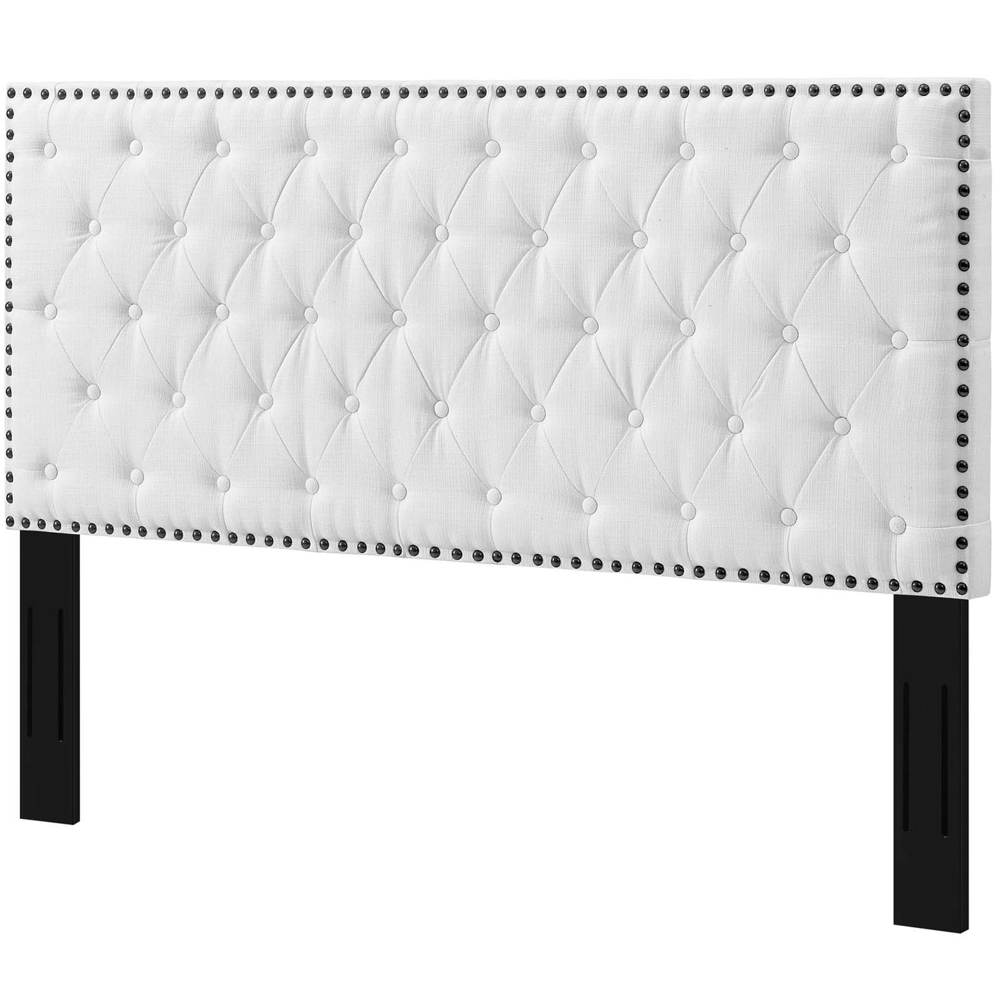 Helena Tufted Full / Queen Upholstered Linen Fabric Headboard, Fabric, White, 17688
