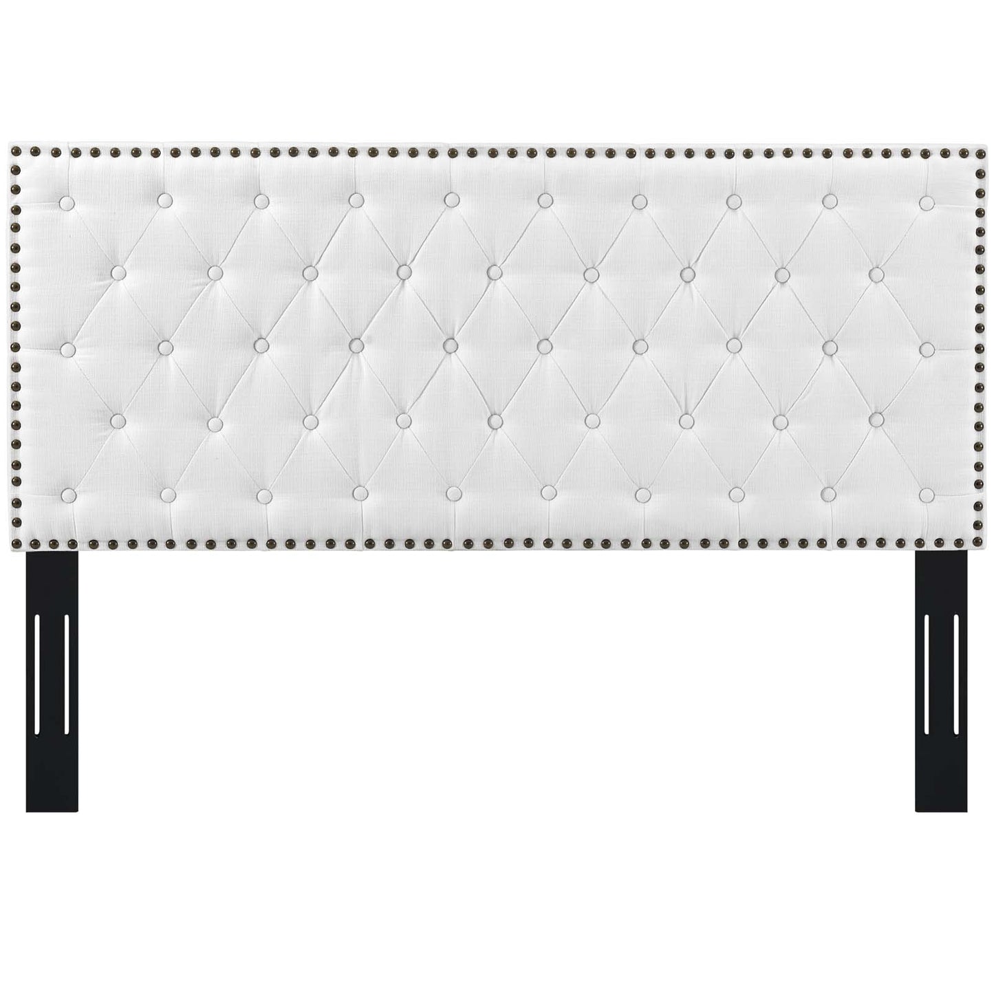 Helena Tufted Full / Queen Upholstered Linen Fabric Headboard, Fabric, White, 17688