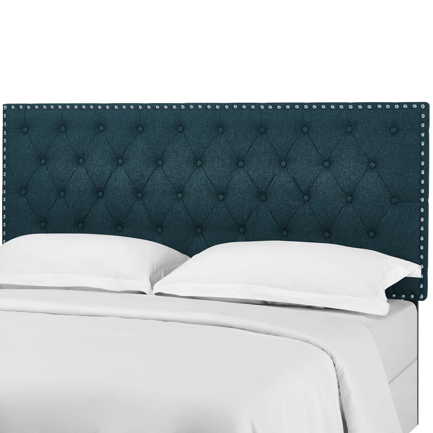 Helena Tufted King and California King Upholstered Linen Fabric Headboard, Fabric, Navy Blue, 17689