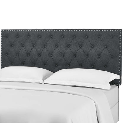 Helena Tufted King and California King Upholstered Linen Fabric Headboard, Fabric, Grey Gray, 17691