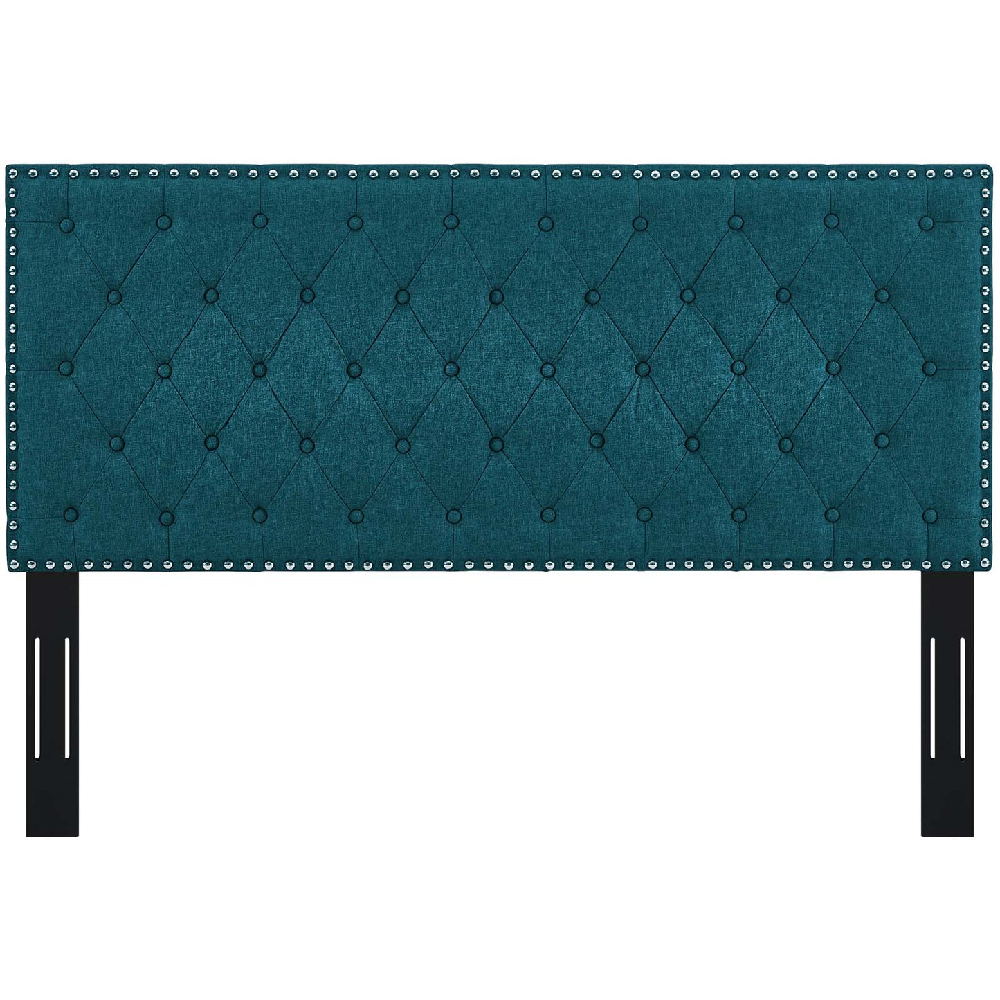 Helena Tufted King and California King Upholstered Linen Fabric Headboard, Fabric, Aqua Blue, 17692