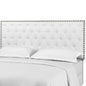 Helena Tufted King and California King Upholstered Linen Fabric Headboard, Fabric, White, 17693
