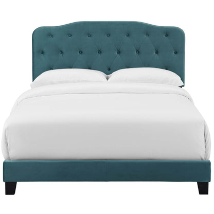Amelia Twin Performance Velvet Bed, Velvet Fabric, Blue, 17696