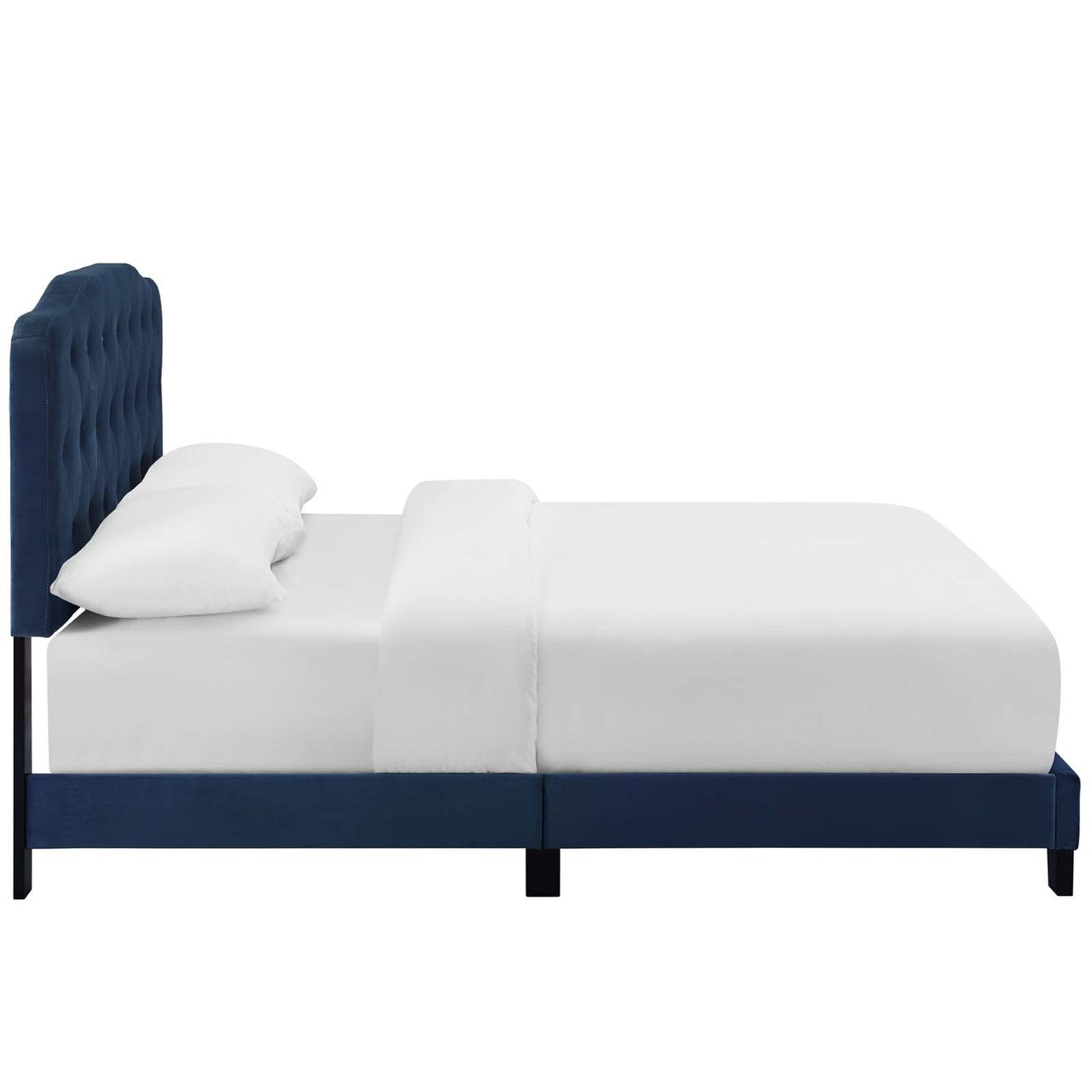 Amelia Full Upholstered Velvet Bed, Full Size, Velvet Fabric, Navy Blue, 15500
