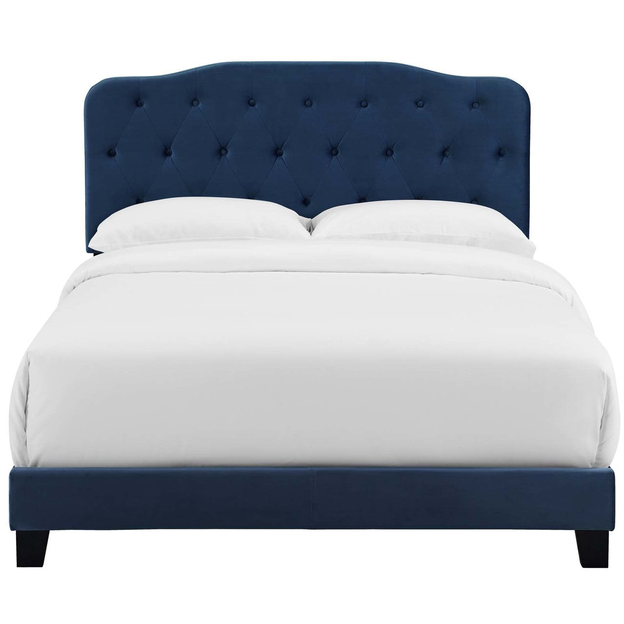 Amelia Full Upholstered Velvet Bed, Full Size, Velvet Fabric, Navy Blue, 15500