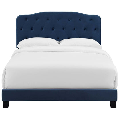 Amelia Full Upholstered Velvet Bed, Full Size, Velvet Fabric, Navy Blue, 15500