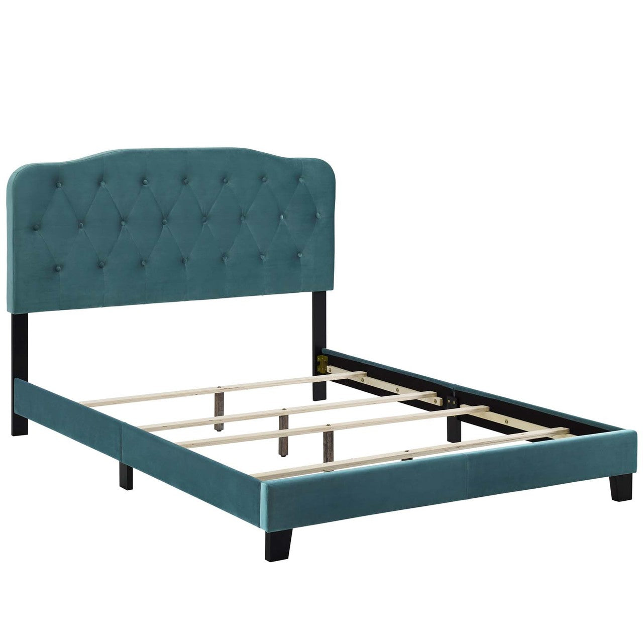 Amelia Full Upholstered Velvet Bed, Full Size, Velvet Fabric, Blue, 15501
