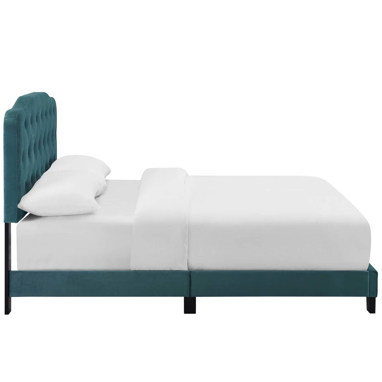 Amelia Full Upholstered Velvet Bed, Full Size, Velvet Fabric, Blue, 15501