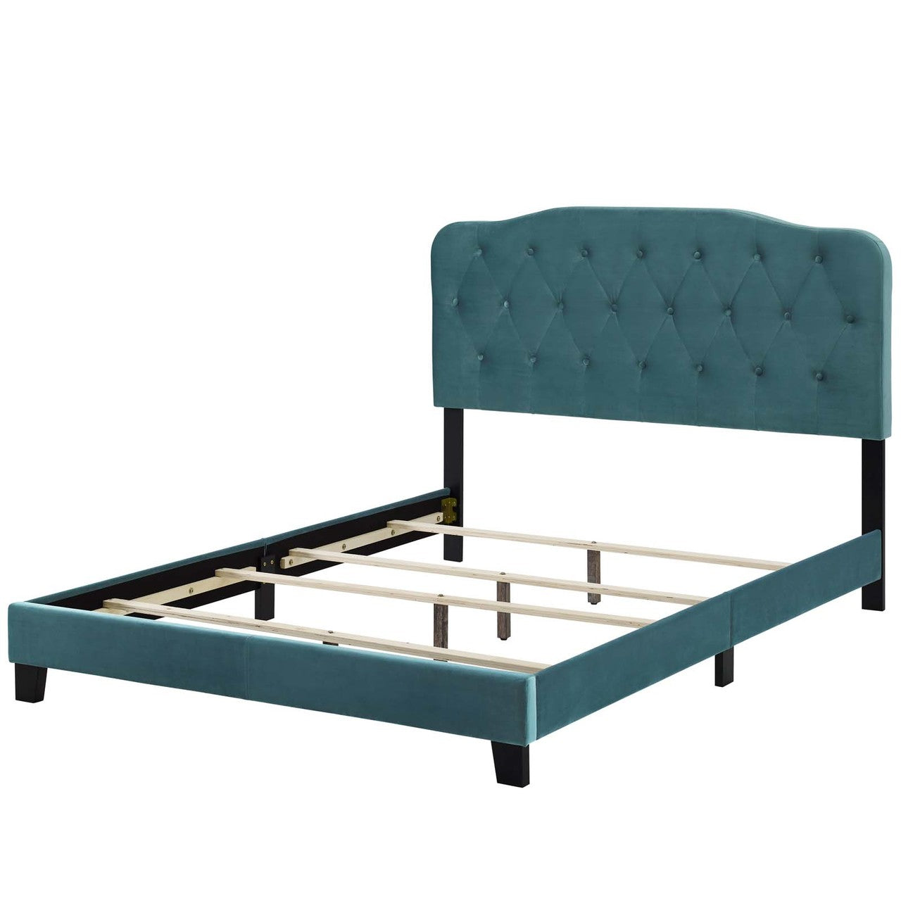 Amelia Queen Upholstered Velvet Bed, Queen Size, Velvet Fabric, Blue, 15260