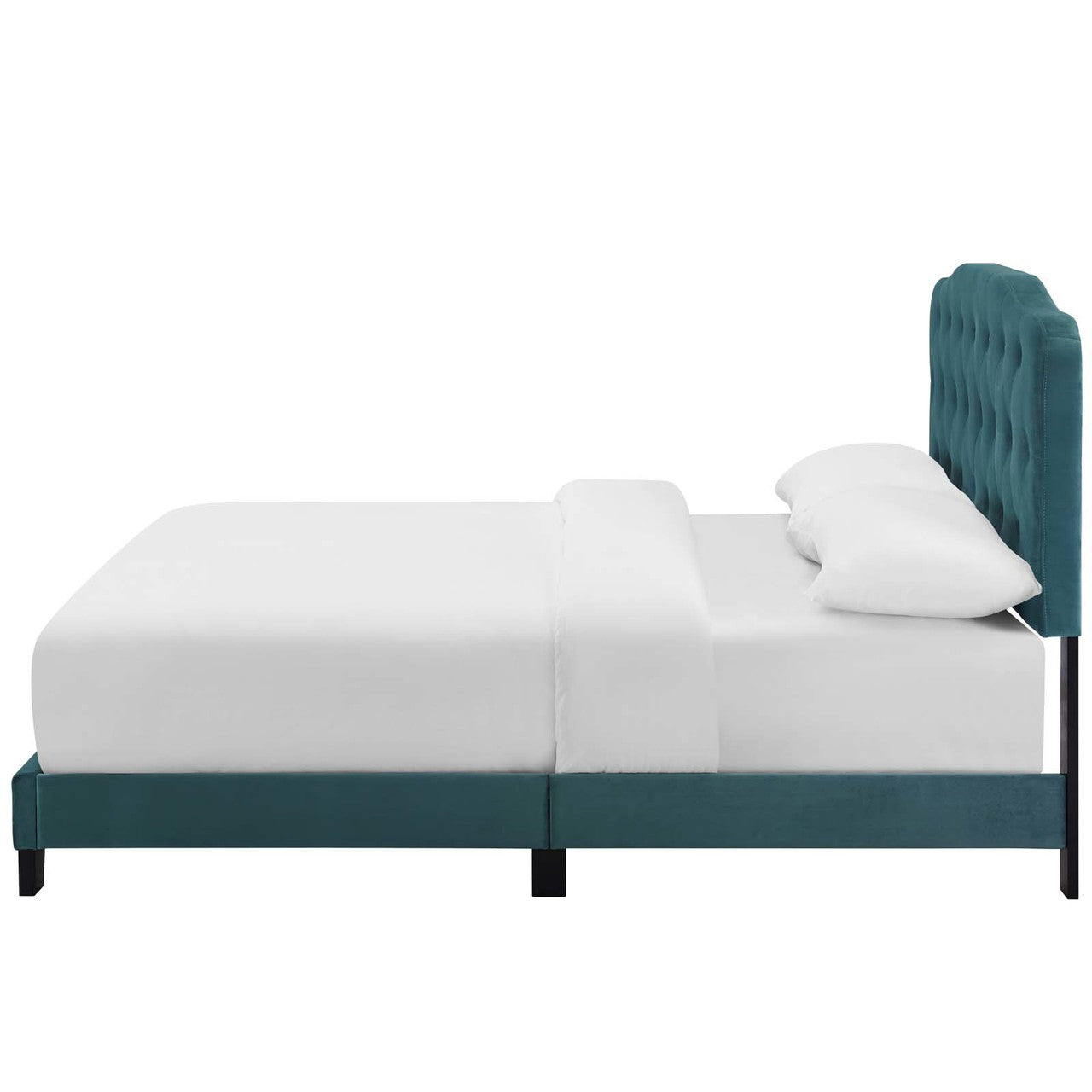 Amelia Queen Upholstered Velvet Bed, Queen Size, Velvet Fabric, Blue, 15260
