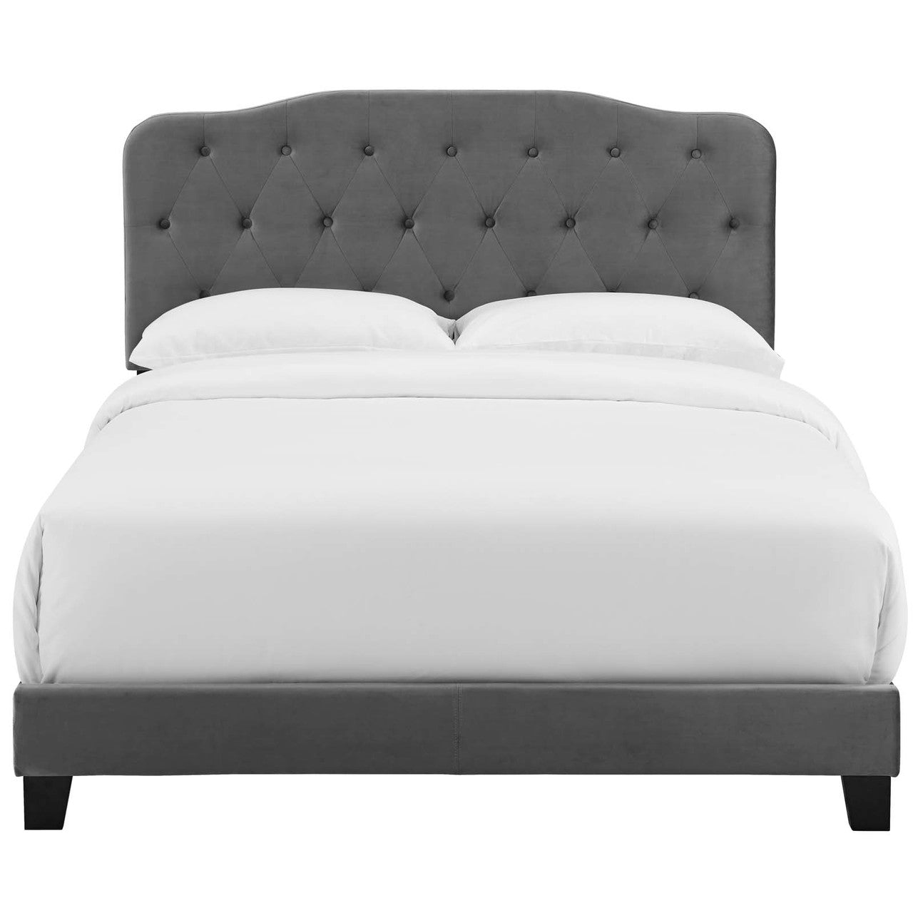 Amelia King Upholstered Velvet Bed, King Size, Velvet Fabric, Grey Gray, 15502