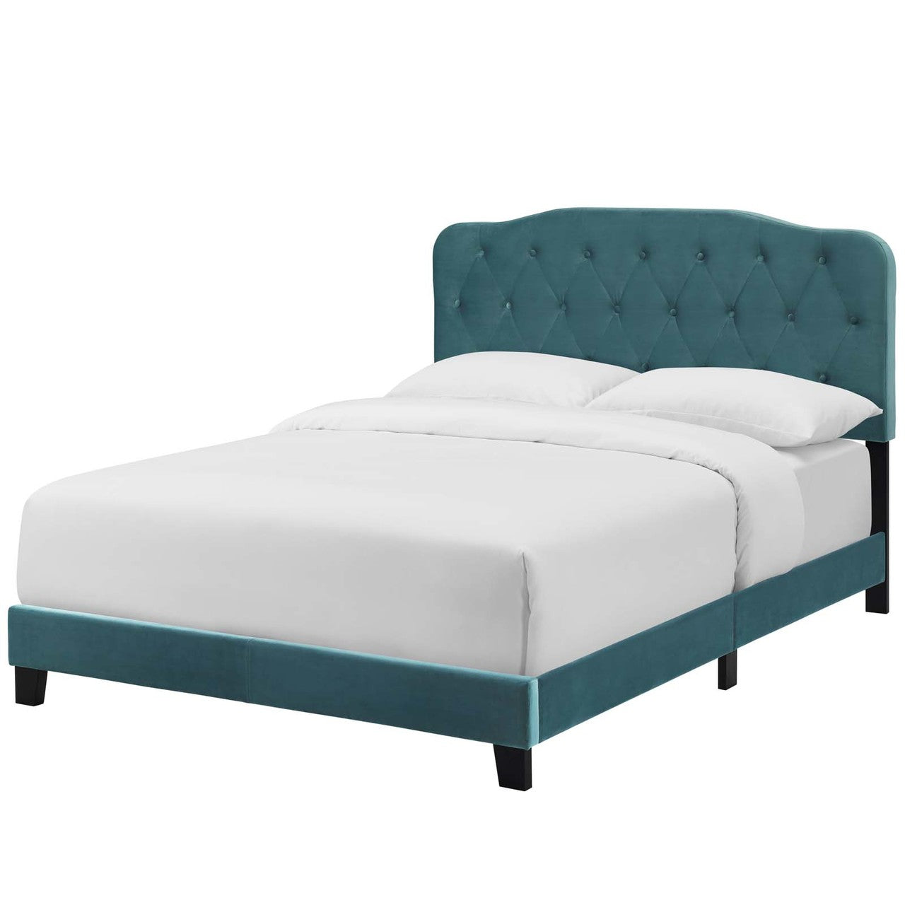 Amelia King Upholstered Velvet Bed, King Size, Velvet Fabric, Blue, 15504