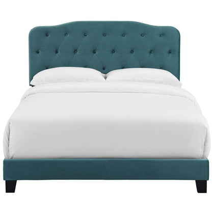 Amelia King Upholstered Velvet Bed, King Size, Velvet Fabric, Blue, 15504