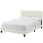 Amira Queen Upholstered Velvet Bed, Queen Size, Velvet Fabric, Ivory White, 15086