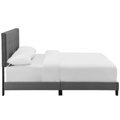 Amira King Upholstered Velvet Bed, King Size, Velvet Fabric, Grey Gray, 15505