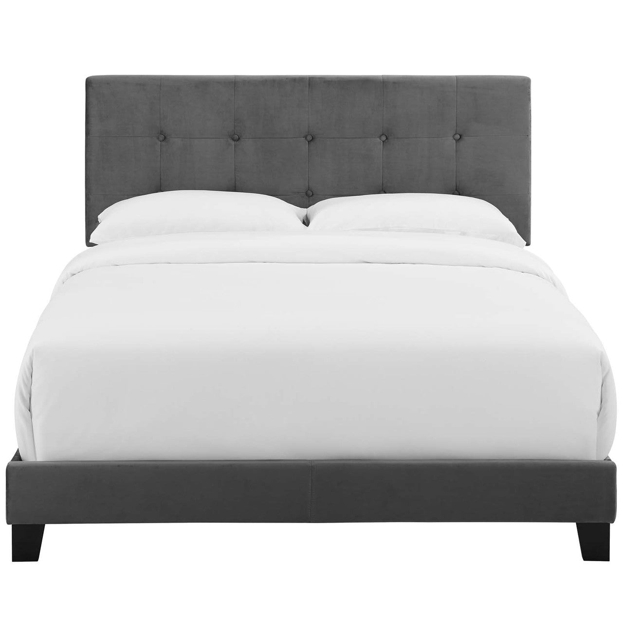 Amira King Upholstered Velvet Bed, King Size, Velvet Fabric, Grey Gray, 15505