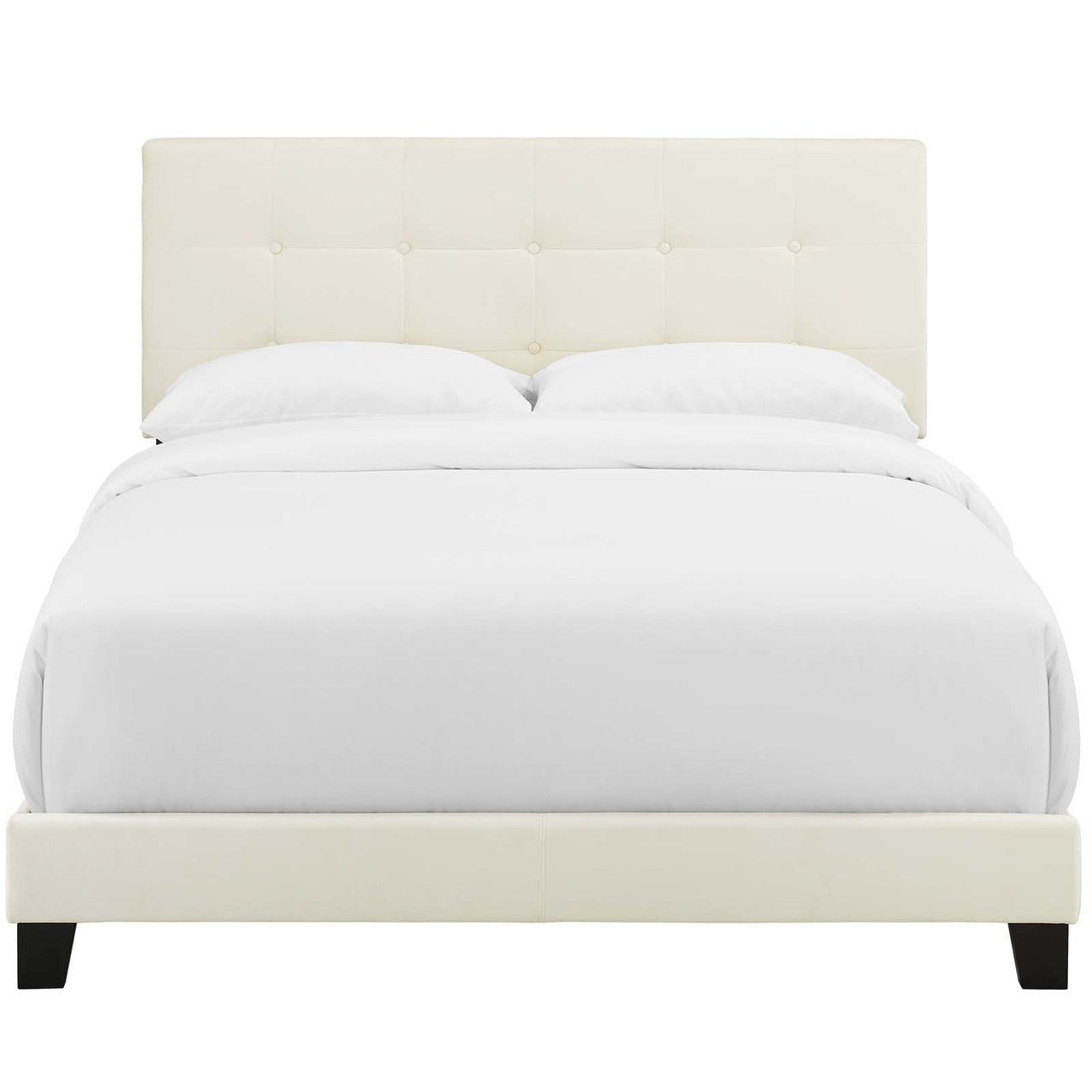 Amira King Upholstered Velvet Bed, King Size, Velvet Fabric, Ivory White, 15506