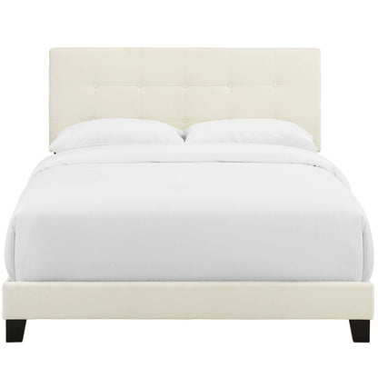 Amira King Upholstered Velvet Bed, King Size, Velvet Fabric, Ivory White, 15506
