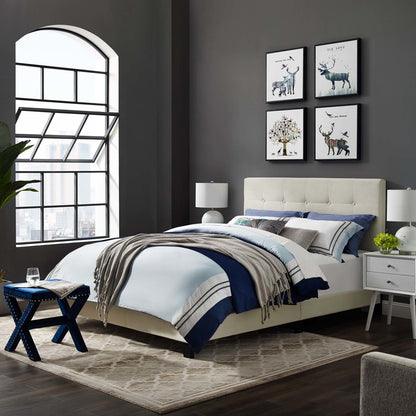 Amira King Upholstered Velvet Bed, King Size, Velvet Fabric, Ivory White, 15506