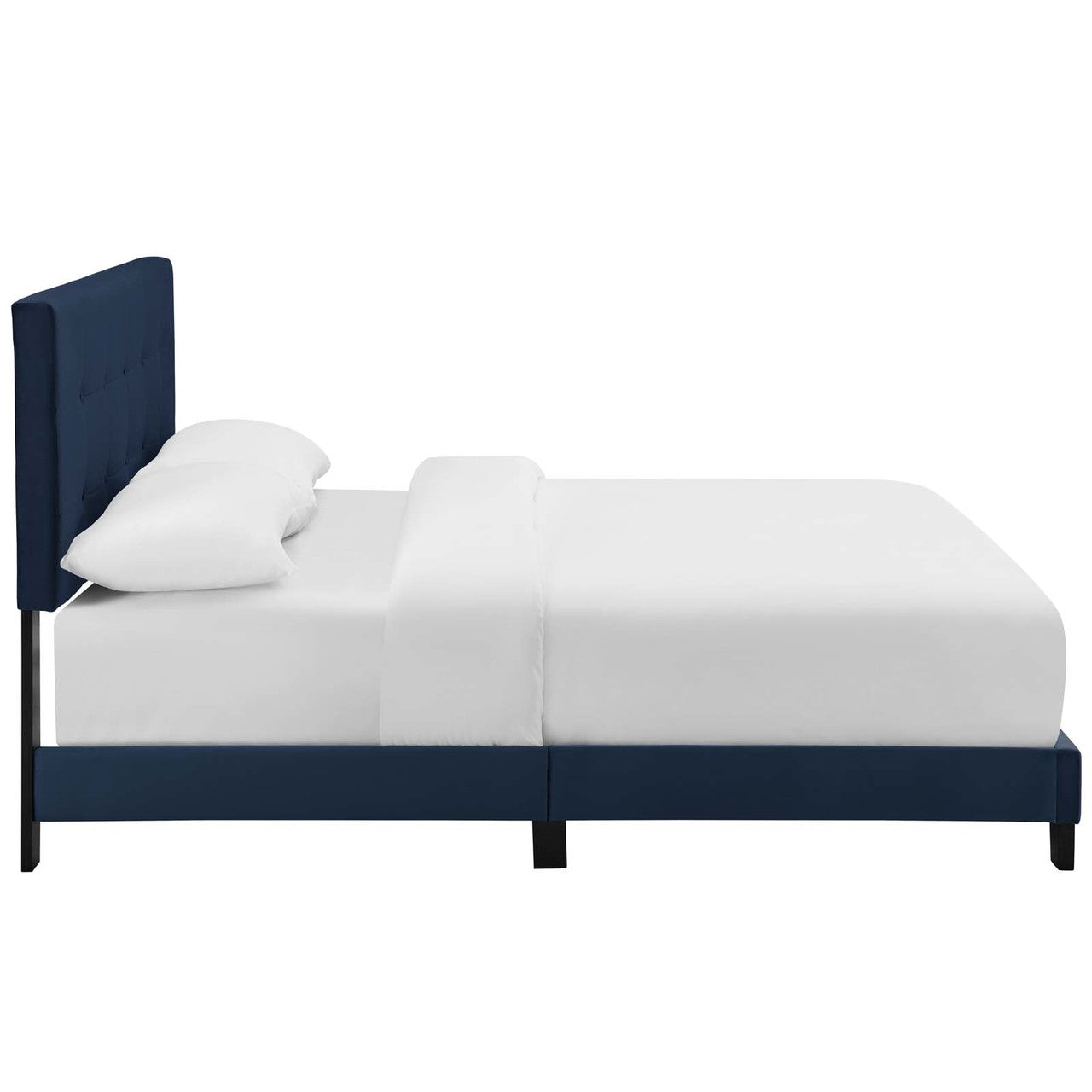 Amira King Upholstered Velvet Bed, King Size, Velvet Fabric, Navy Blue, 15507