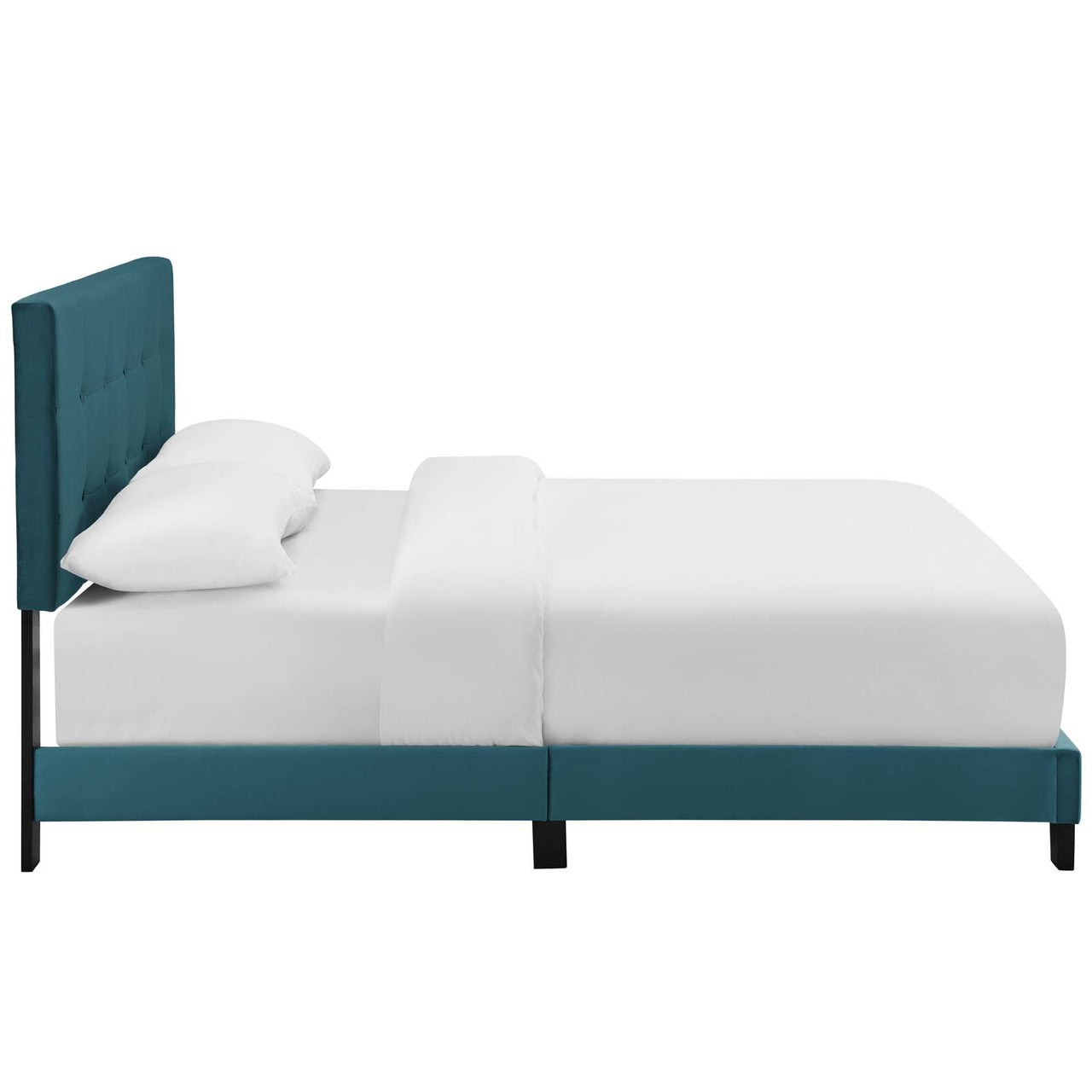 Amira King Upholstered Velvet Bed, King Size, Velvet Fabric, Blue, 15508