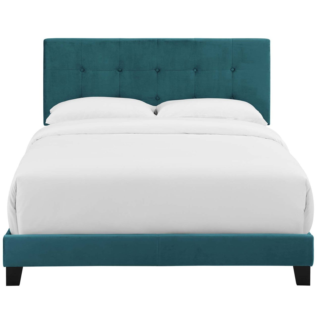 Amira King Upholstered Velvet Bed, King Size, Velvet Fabric, Blue, 15508