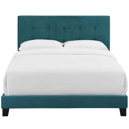 Amira King Upholstered Velvet Bed, King Size, Velvet Fabric, Blue, 15508