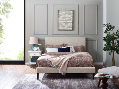 Taylor Twin Upholstered Linen Fabric Headboard, Fabric, Beige, 17697