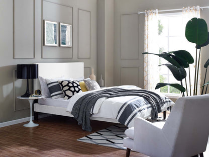 Taylor Twin Upholstered Linen Fabric Headboard, Fabric, White, 17699