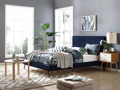 Taylor Twin Upholstered Performance Velvet Headboard, Velvet Fabric, Navy Blue, 17701