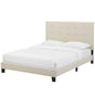 Melanie Twin Tufted Button Upholstered Fabric Platform Bed, Fabric, Beige, 17705
