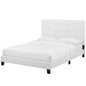 Melanie Twin Tufted Button Upholstered Fabric Platform Bed, Fabric, White, 17708