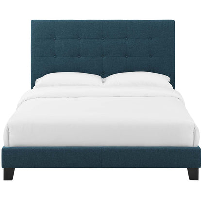 Melanie Full Tufted Button Upholstered Fabric Platform Bed, Fabric, Navy Blue, 17709