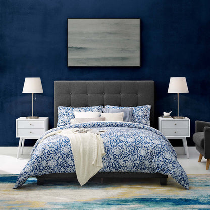 Melanie Full Tufted Button Upholstered Fabric Platform Bed, Fabric, Grey Gray, 17711