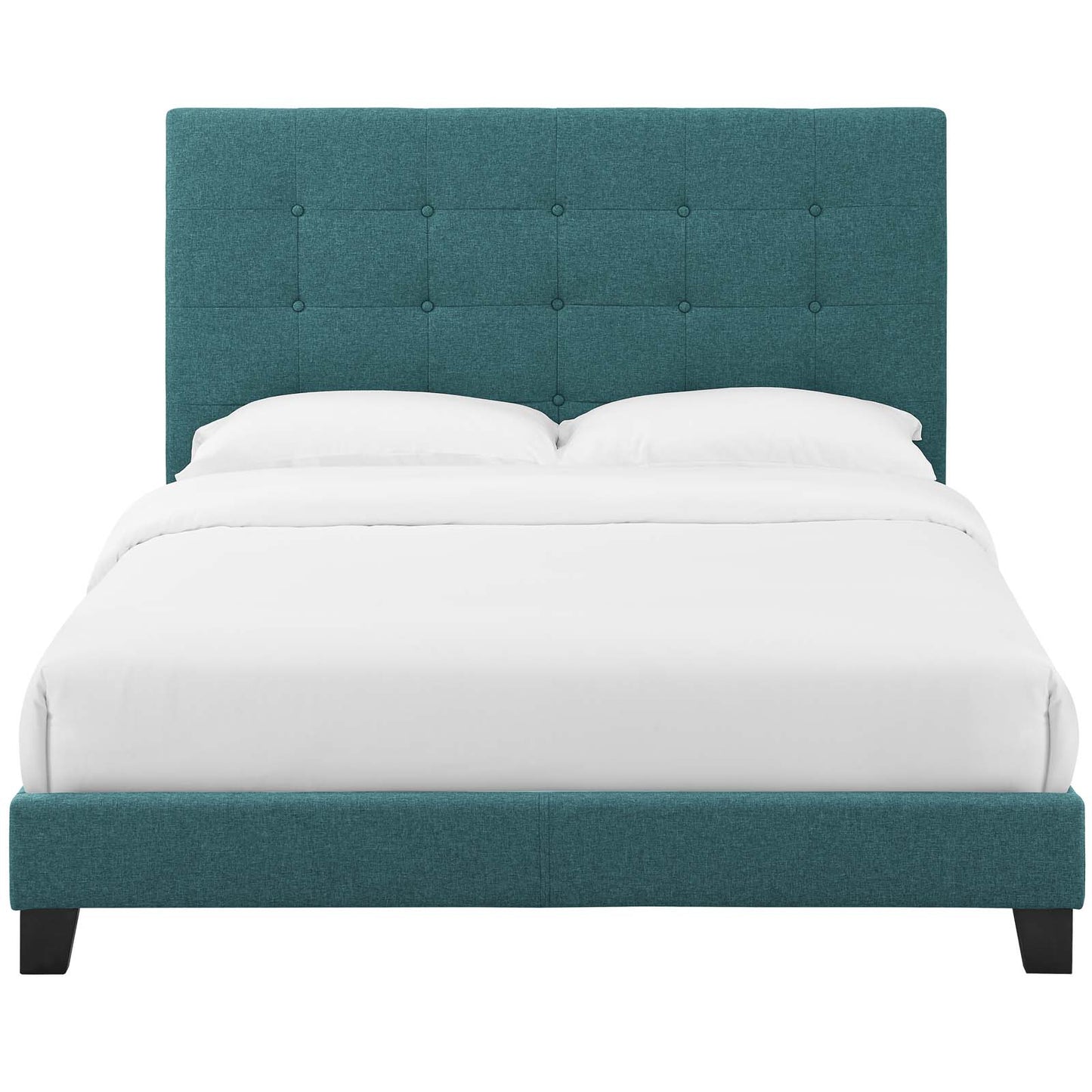Melanie Full Tufted Button Upholstered Fabric Platform Bed, Fabric, Aqua Blue, 17712
