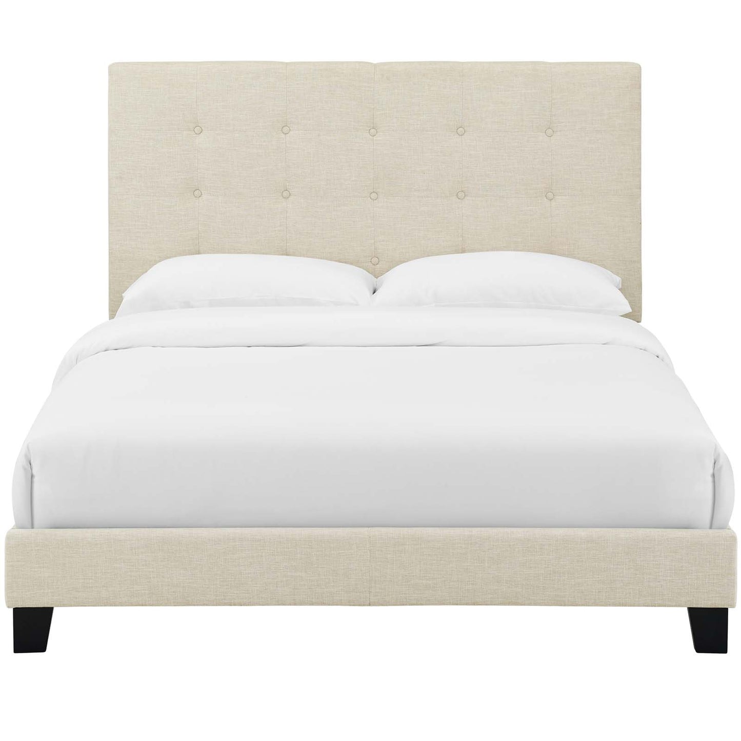 Melanie Queen Tufted Button Upholstered Fabric Platform Bed, Fabric, Beige, 17715