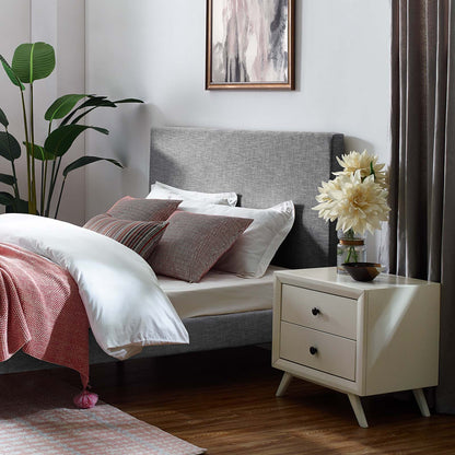 Taylor Full / Queen Upholstered Linen Fabric Headboard, Fabric, Light Grey Gray, 17720