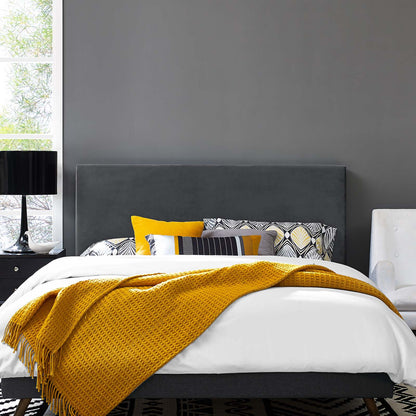 Taylor Full / Queen Upholstered Performance Velvet Headboard, Velvet Fabric, Grey Gray, 17723