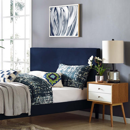 Taylor Full / Queen Upholstered Performance Velvet Headboard, Velvet Fabric, Navy Blue, 17724