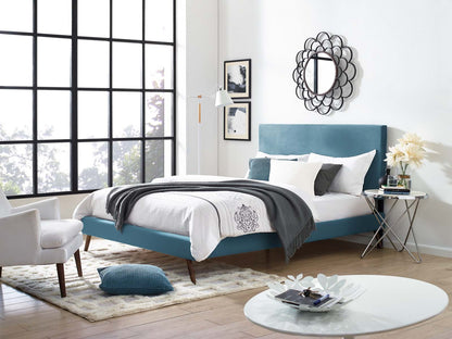 Taylor King and California King Upholstered Performance Velvet Headboard, Velvet Fabric, Blue, 17733
