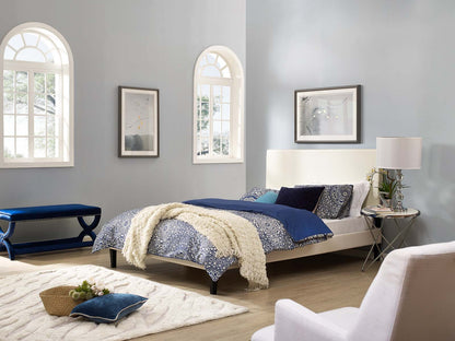 Taylor King and California King Upholstered Faux Leather Headboard, Faux Vinyl Leather, White, 17734