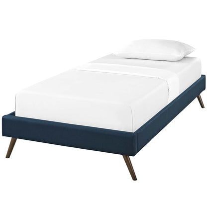 Loryn Twin Fabric Bed Frame with Round Splayed Legs, Twin Size, Fabric, Navy Blue, 14460